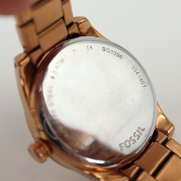 Fossil Women's Rose Gold Tone Watch 40mm Glitter Dial Crystal Bezel BQ1096 - Picture 12 of 15